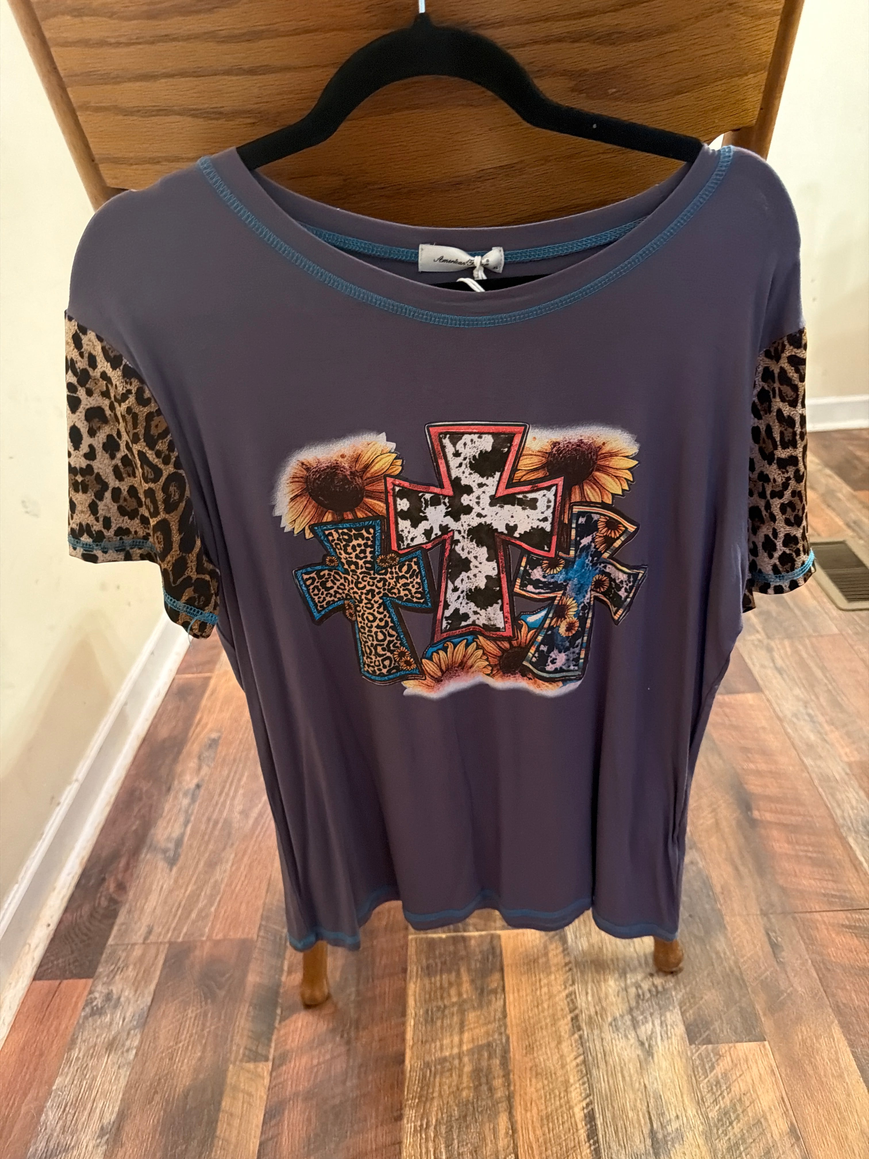 Cheetah and sunflower top