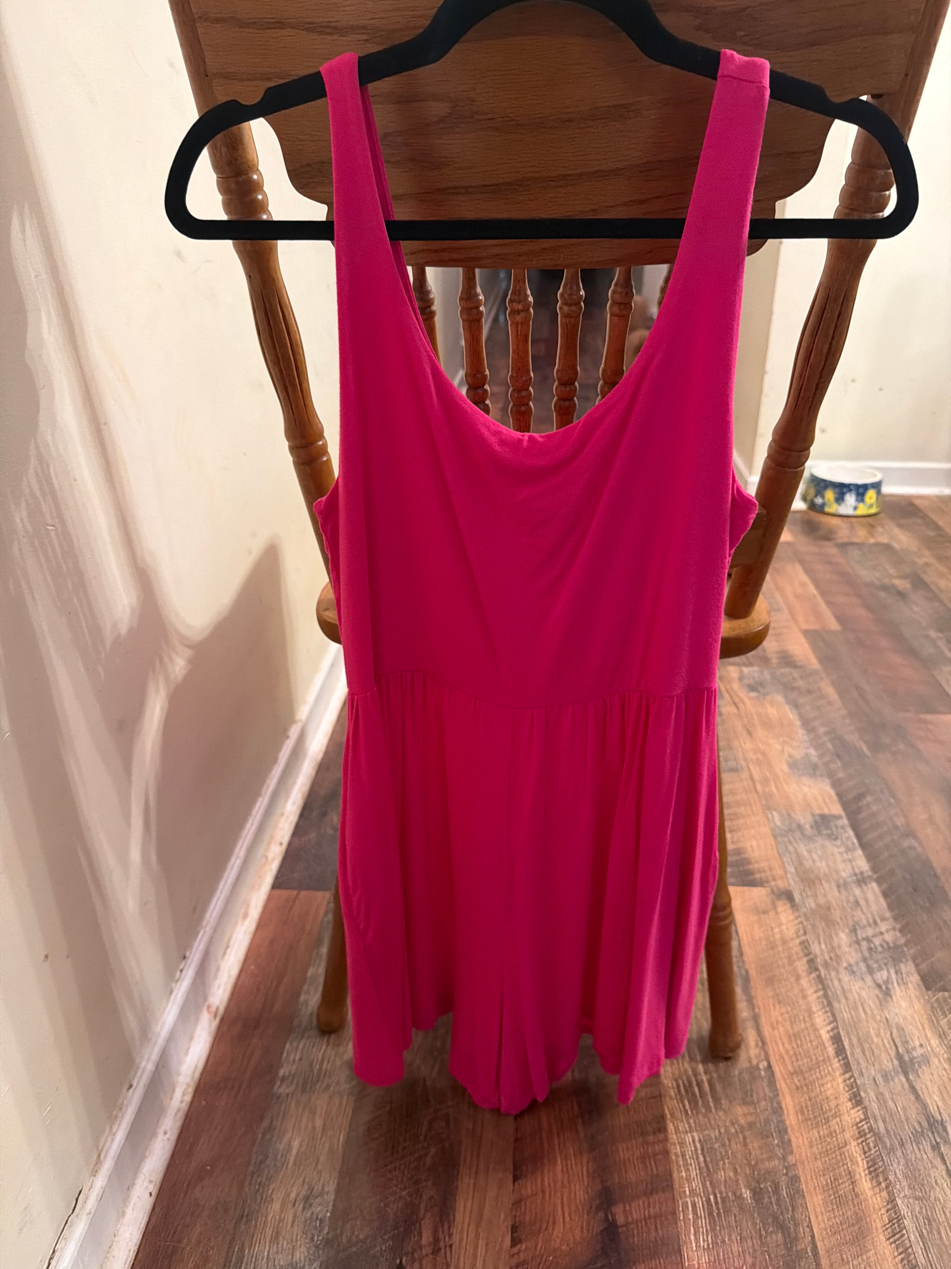 Pink flowy romper shirt with pockets