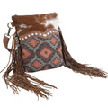 CROSSBODY WITH LEATHER FRINGE Real FUR CANVAS