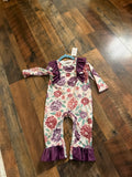 Purple floral ruffle romper