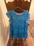 Blue ruffle sleeve cheetah top