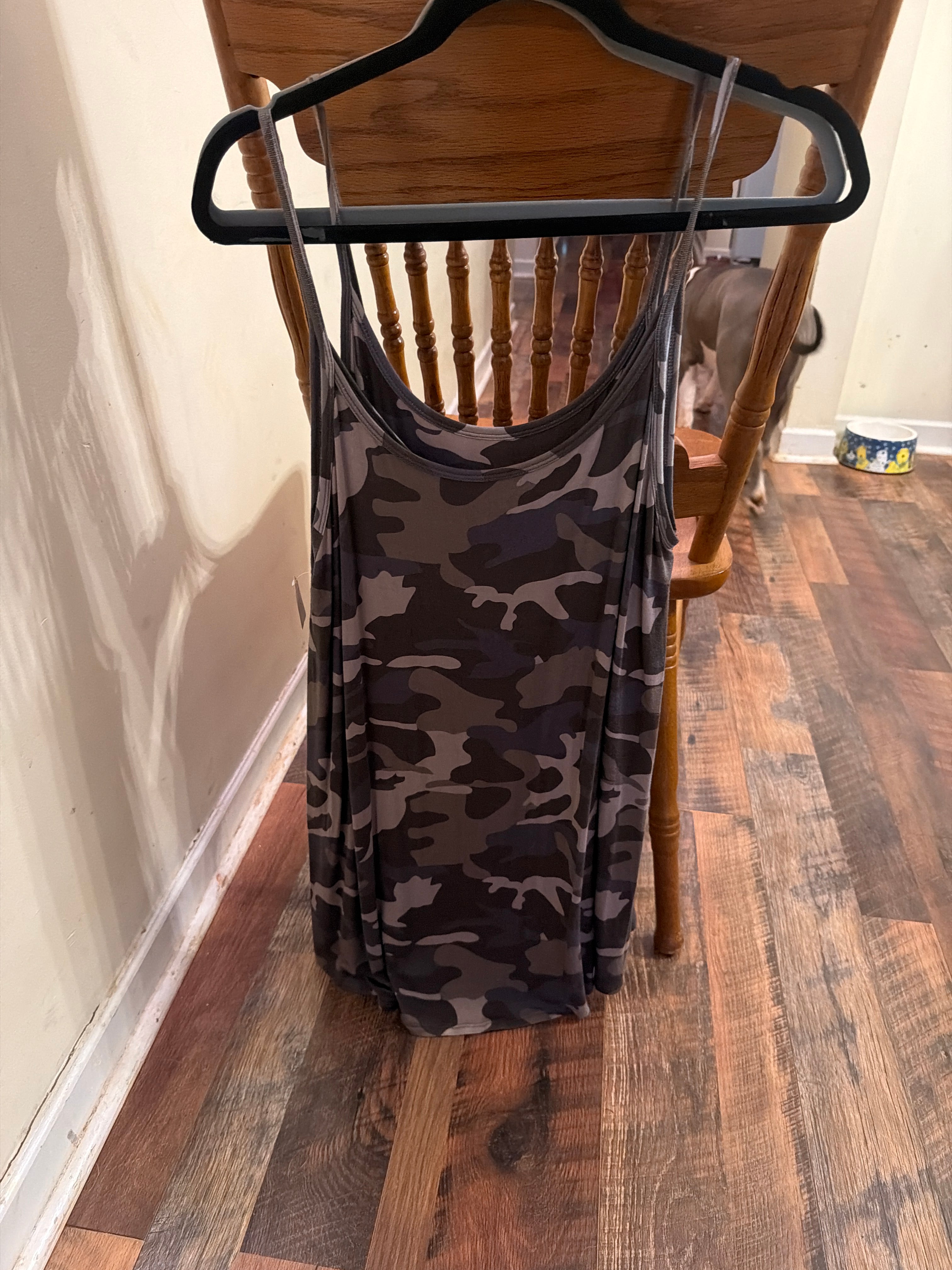 Camo tank reverse round or vneck