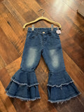Girl double ruffle jeans adjustable waist